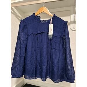 NWT Vineyard Vines Textured Silk Smocked Top Sz S MSRP $198